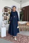 Junsa Kemer Detaylı Denim Elbise