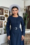 Junsa Kemer Detaylı Denim Elbise