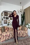 Ruyon Yırtmaç Detaylı Elbise