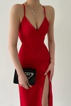 Kaitlyn Backless V-neck Slit dress