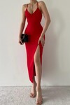 Kaitlyn Backless V-neck Slit dress