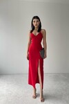Kaitlyn Backless V-neck Slit dress