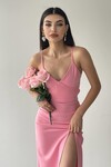 Kaitlyn Backless V-neck Slit dress