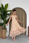 ŞİFON KUMAŞ DİJİTAL DESEN BASKILI ELBİSE