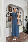 Hulse Cep Detaylı Denim Elbise